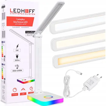 Lampička Stolní lampička Ledhoff bílá 5W s regulací jasu a barvy světla, USB