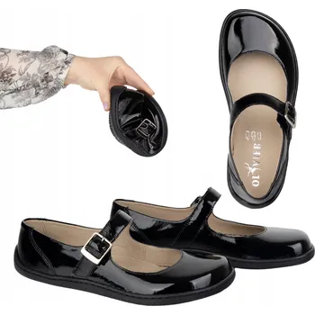 Dámské baleríny Barefoot baleríny dámské Olivier 1286 kožené s přezkou černé velikost 41