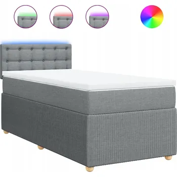 Postel Kontinentální postel světle šedá 200 x 100 x 100,5 cm s LED osvětlením a topperem