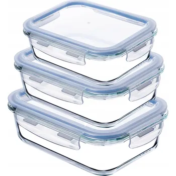 Dóza na potraviny SADA SKLENĚNÝCH DÓZ NA POTRAVINY S KRABIČKA , OBDÉLNÍKOVÁ KRABIČKA, 3 ks