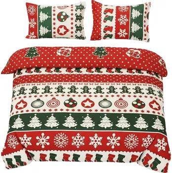 Povlečení POVLEČENÍ VÁNOČNÍ SADA 220x200 + 2 x 70x80cm Oboustranné -