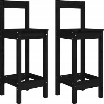 Barová židle Černé barové židle/stoličky z masivního borovicového dřeva, 40 x 41,5 x 112 cm