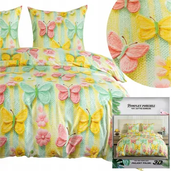 Povlečení Povlečení 160x200 3dílná sada povlečení 70x80 saténové Maria motýli