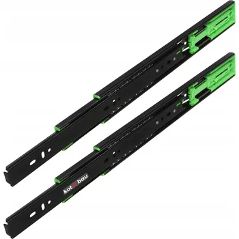 Nábytkové kování Kuličková pojezdová lišta se samodovíráním pro zásuvku, s tlumením dovírání, nábytková, černá, 350 mm