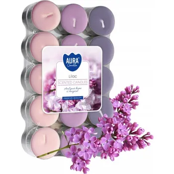 Svíčka Parafínové čajové svíčky Lilac Aura 30 ks