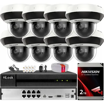 Bezpečnostní kamera Monitorovací sada Hikvision s 8 otočnými kamerami 4MPx, detekcí a motozoomem, 1TB