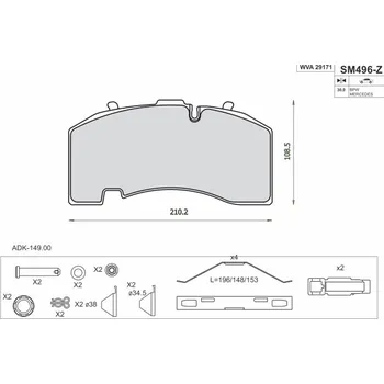 Brzdová destička Sada brzdových destiček, kotoučová brzda STEINHOF SM496-Z