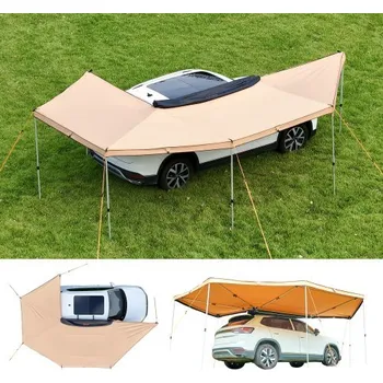 Stínicí technika Markýza VEVOR 270 stupňů, markýza na straně řidiče 12,4 ㎡, vodotěsná markýza na boční strany auta s přepravní taškou, volně stojící markýza do každého počasí, přístřešek do auta pro SUV, dodávku, nákladní automobil, kempování