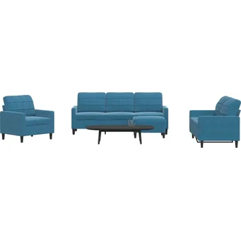 Pohovka 4dílná sedací souprava s poduškami modrá samet Modrá3278370