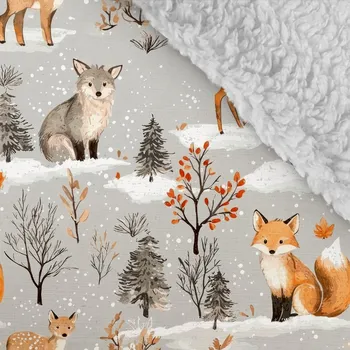 Softshell zimní s bílým beránkem premium zvířátka šedý les