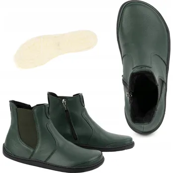 Dámská zimní obuv Dámské barefoot kotníkové boty se zipem zateplené 1263 zelené 37