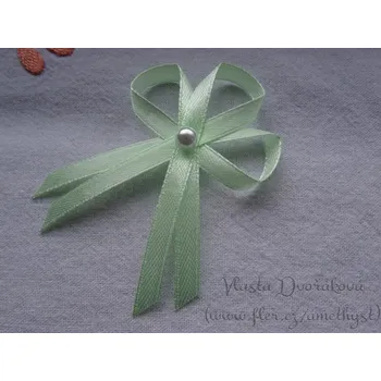 Svatební dekorace Vývazek s perličkou - sv. zelená pastelová 181