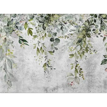 Fototapeta Fototapeta do obýváku Jemné LISTY Betonová zeď Abstrakce 90x60