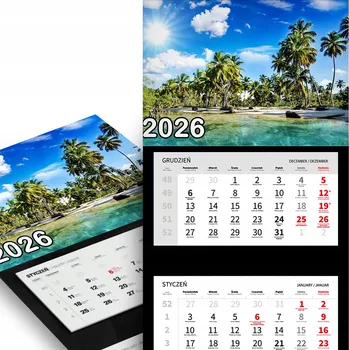 Obraz Trojdílný kalendář na rok 2026 nástěnný do kanceláře Příroda Rajské ostrovy Vzory