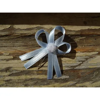 Svatební dekorace Vývazek atlasový - světle modrá 550 s růžičkou