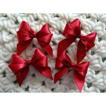 Svatební dekorace Mašlička textilní - saténová červená tmavá 646