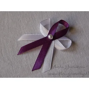 Svatební dekorace Svatební vývazek bílý s perličkou - borůvka 3170