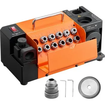 Brousek na vrtáky VEVOR MR-13D, profesionální bruska na vrtáky 3–13 mm s nastavitelným úhlem odsazení břitu, předním řezným břitem a úhlem špičky 95°–135°, ostřič 4600 ot./min s 11 kleštinami a CBN kotoučem