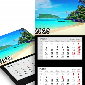 Kalendář Trojdílný kalendář 2026 nástěnný do kanceláře Natura Tyrkysová zátoka - různé vzory