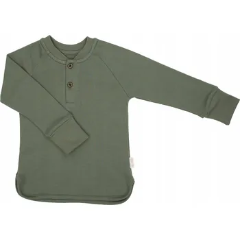 Dětská móda Chlapecké tričko s dlouhým rukávem, žebrovaný vzor, khaki barva Nicol, vel. 140