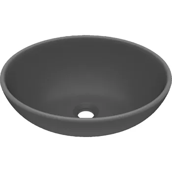 Oválné keramické umyvadlo tmavě šedé matné 400 x 330 x 135 mm