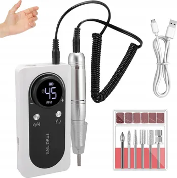 Bruska na nehty pro manikúru a pedikúru, bezdrátová + sada fréz V POUZDRU