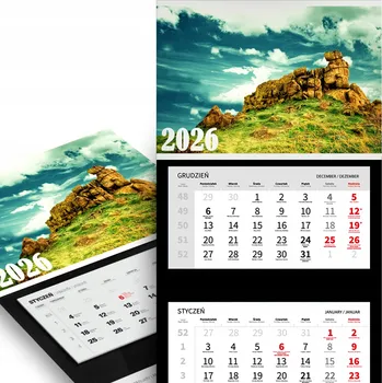 Kalendář Trojdílný kalendář 2026 nástěnný do kanceláře Natura Kamenný strážce – různé vzory