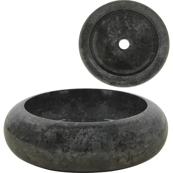 Umyvadlo Černé mramorové umyvadlo kulaté 40 x 12 cm