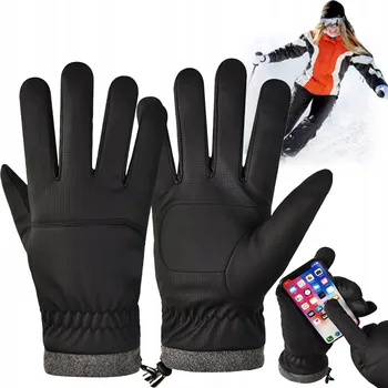 Cyklistické rukavice ZIMNÍ ZATEPLENÉ DOTYKOVÉ RUKAVICE VODĚODOLNÉ VĚTRUODOLNÉ L