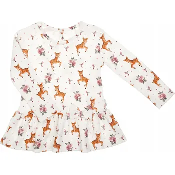 Dívčí tričko Dívčí halenka bavlna dlouhý rukáv srnka krémová Nicol, vel. 98