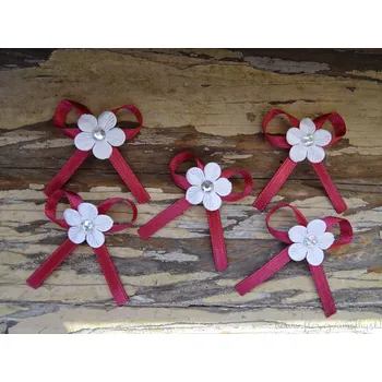 Svatební dekorace Atlasový vývazek s kytičkou - vínová 344