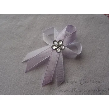 Svatební dekorace Svatební vývazek malý - bílý s fialovou sv. 44