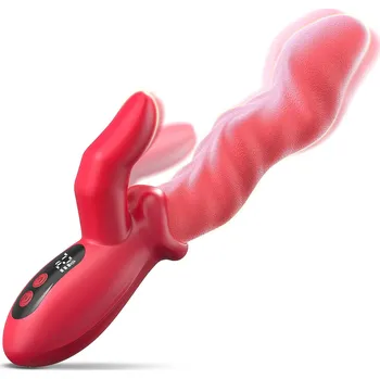 Vibrátor SuperLove Tongue Wave Thrusting & Finger Dual Vibrator Red