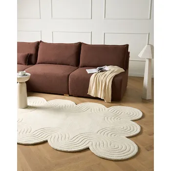 Bytový textil Koberec béžový vlna nepravidelný tvar 160 x 230 cm moderní styl obývací pokoj Beliani