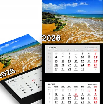 Kalendář Kalendář Trojdílný 2026 Nástěnný Do Kanceláře Natura Jantarové Pobřeží Vzory