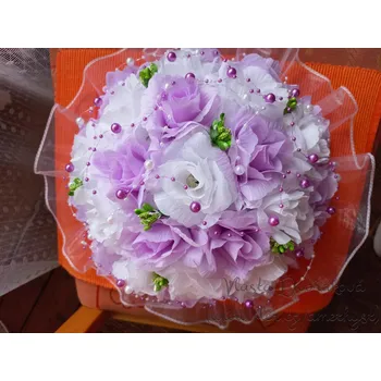 Svatební dekorace Kytice na auto - bílé a sv. fialové růže II.