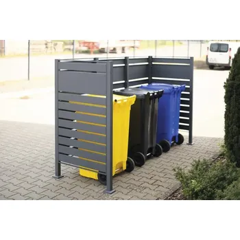 Zahradní úložný box Přístřešek na popelnice WESTMANN Planum 3 plechový 250 x 90 x 150 cm antracit