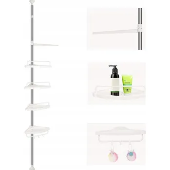 Drátěná police TELESKOPICKÁ ROHOVÁ POLICE DO KOUPELNY POD SPRCHU ORGANIZÉR NA KOSMETIKU