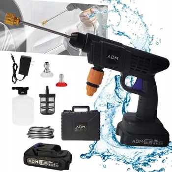 Vysokotlaký čistič Aku tlaková myčka 30 BAR silná mini ADM Bezdrátová + 2 baterie ČERNÁ