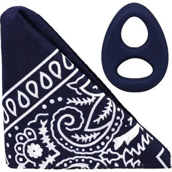 Rock Solid The Code Navy Blue, hanky šátek (tmavě modrý = anál) a dvojitý silikonový kroužek