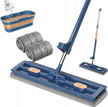 mop KÝBL S MOPEM SKLÁDACÍ KÝBL PLOCHÝ MOP SAMOVYMÁČKÁVACÍ + 2 NÁHRADNÍ HLAVICE