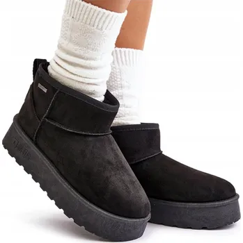 Dámská zimní obuv NÍZKÉ ZATEPLENÉ SNĚHULE NA PLATFORMĚ BIG STAR OO274A099 ČERNÉ 41