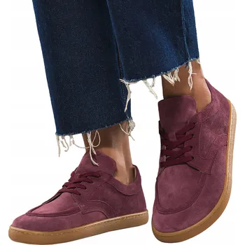 Dámské polobotky BAREFOOT Kotníkové Boty Bordó Dámské KOŽENÉ Semišové ELASTICKÉ Široké vel. 41