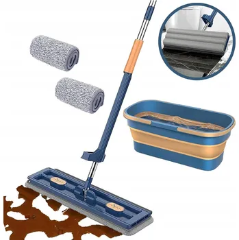 mop MOP SE ŽDÍMAČEM PLOCHÝ OTOČNÝ 360 SAMOTLAČOVACÍ + KBELÍK +2 NÁSTAVCE
