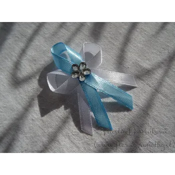 Svatební dekorace Svatební vývazek malý - bílý / modrá azuro 187