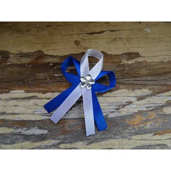 Svatební dekorace Svatební vývazek - modrá královská 40 / bílá