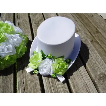 Cylindr bílý - sv. zelené a bílá růže