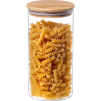 Dóza na potraviny NÁDOBA NA POTRAVINY SKLENĚNÁ NA TĚSTOVINY, KOŘENÍ S VÍKEM ZAVAŘOVACÍ SKLENICE 1,4L