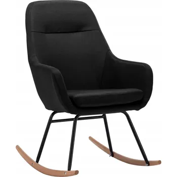 Křeslo Houpací křeslo s polštářem, černé, 61x80,5x89 cm, látka, buk, kov
