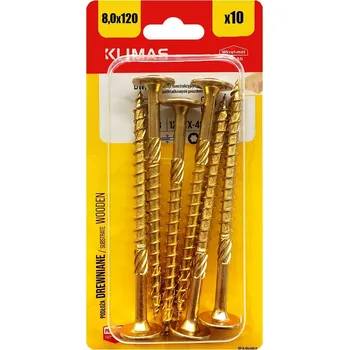 Vrut TESAŘSKÉ VRUTY DO DŘEVA 8x120 TALÍŘOVÁ HLAVA TORX BLISTR 6 Ks KLIMAS